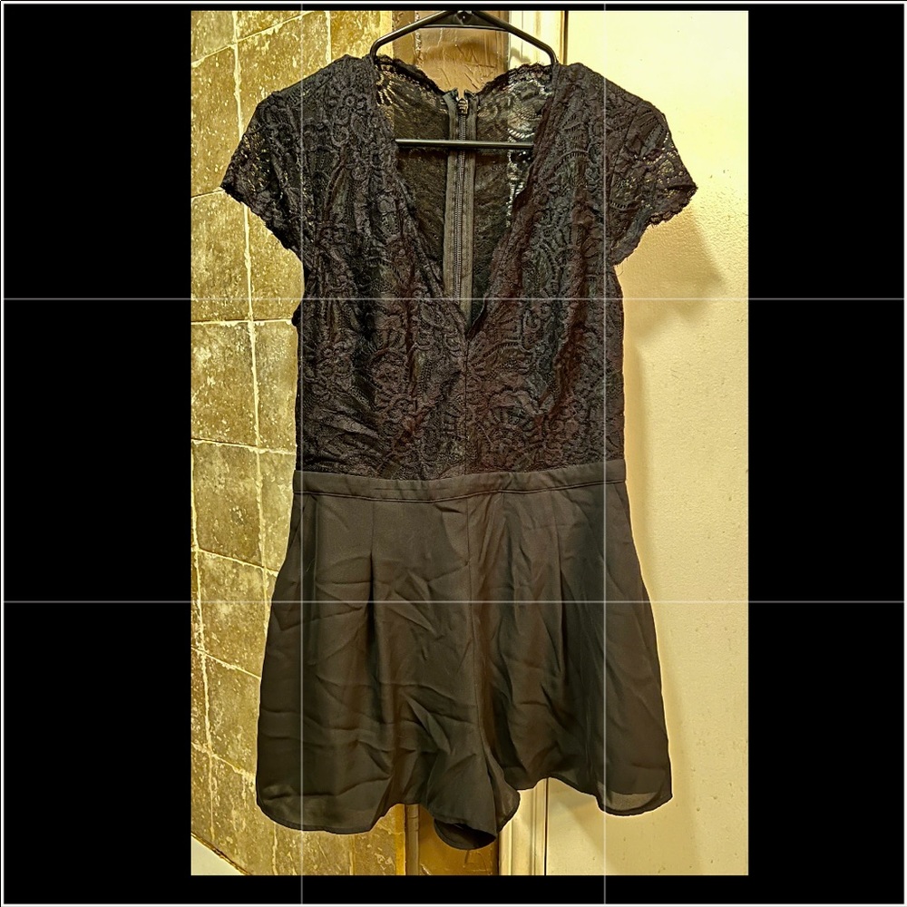 Bebe Black Lace Romper, Size 10